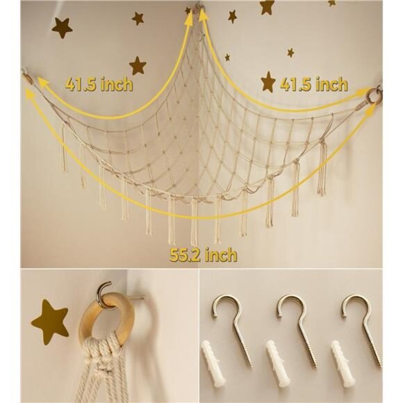 Stuffed animal hammock large toy storage net for kids bedroom nursery decor - Picture 5 of 7